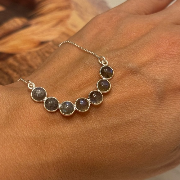 STERLING SILVER LABRADORITE GEMSTONE NECKLACE - Picture 8 of 11